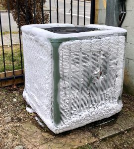 frozen outdoor air conditioning unit