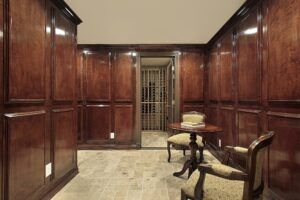 sitting area outside wine cellar
